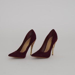 Burgundy Shoedazzle heels with gold